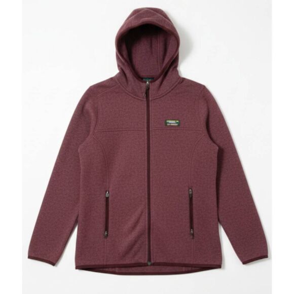 L L bean womens small full zip sweater jacket fleece plum wine - Picture 2 of 8